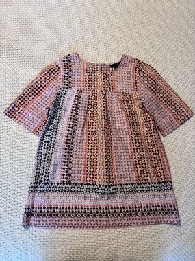 Women's Geometric Print Short Sleeve Shirt, J Crew, Size 0